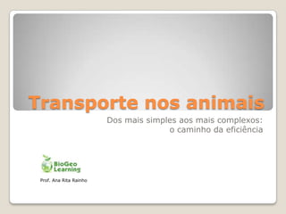 Transporte nos animais
                         Dos mais simples aos mais complexos:
                                       o caminho da eficiência




 Prof. Ana Rita Rainho
 