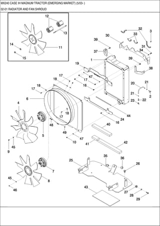 MX240 CASE IH MAGNUM TRACTOR (EMERGING MARKET) (5/03- )
02-01 RADIATOR AND FAN SHROUD
 