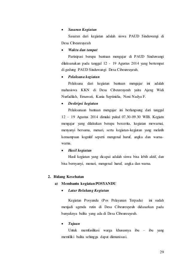 Contoh Laporan Hasil Kegiatan Posyandu Balita Audit Kinerja Contoh Laporan Hasil Kegiatan Posyandu Balita Audit Kinerja