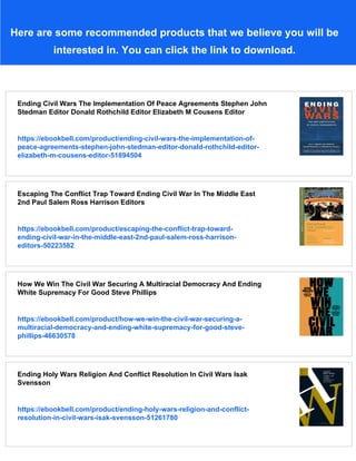 Ending Civil Wars The Implementation Of Peace Agreements Stephen John ...