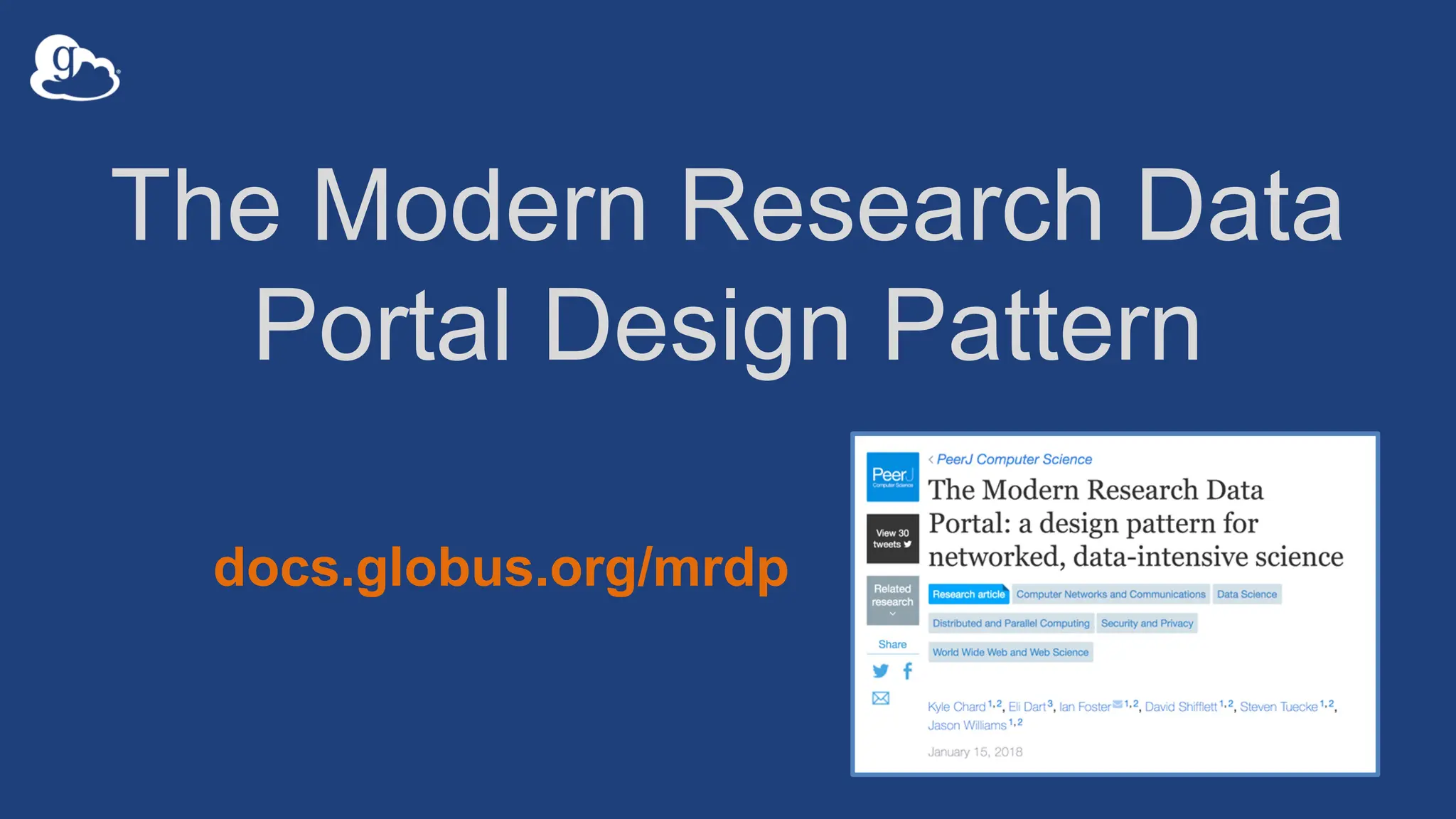 The Modern Research Data
Portal Design Pattern
docs.globus.org/mrdp
 