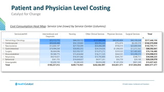 © Health Catalyst. Confidential and Proprietary.
Patient and Physician Level Costing
Catalyst for Change
Cost Consumption Heat Map: Service Line (rows) by Service Center (columns):
 