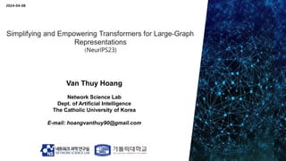 Van Thuy Hoang
Network Science Lab
Dept. of Artificial Intelligence
The Catholic University of Korea
E-mail: hoangvanthuy90@gmail.com
2024-04-08
 