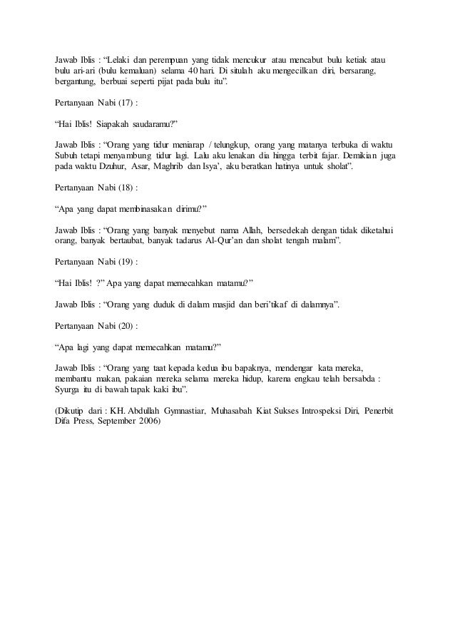 Kisah Islam - Cerita Iblis Ketika Menemui Rasul