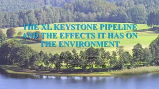 THE XL KEYSTONE PIPELINE
AND THE EFFECTS IT HAS ON
THE ENVIRONMENT
Melody N. Williams
Bryant and Stratton College
 