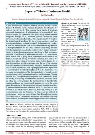 Impact of Wireless Devices on Health | PDF