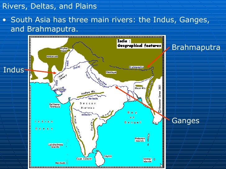 What are some major landforms in South Asia?