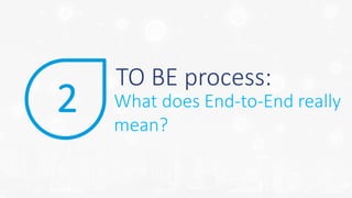 TO BE process:
2 What does End-to-End really
mean?
 