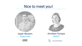 Nice to meet you!
Anneleen Tronquo
Partner
Jasper Wouters
Project Lead
 