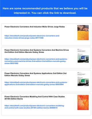 Power Electronic Converters Dcdc Conversion Robert Bausiere | PDF