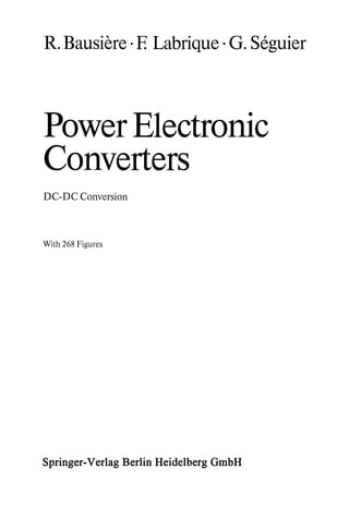 Power Electronic Converters Dcdc Conversion Robert Bausiere | PDF