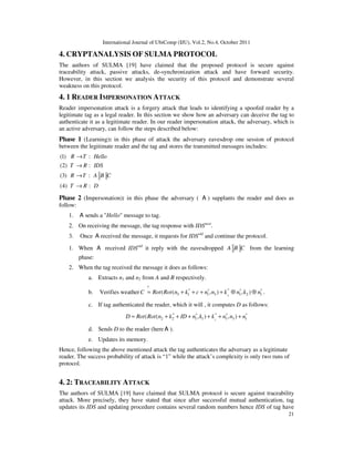 Cryptanalysis of Sulma, An Ultralightweight Mutual Authentication ...