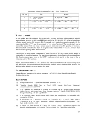 Cryptanalysis of Sulma, An Ultralightweight Mutual Authentication ...