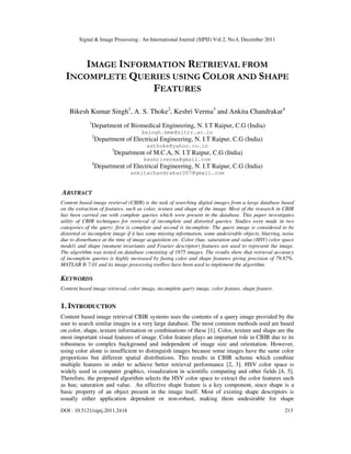 Image Information Retrieval From Incomplete Queries Using Color and ...