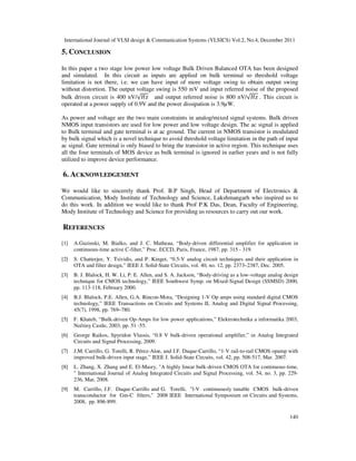 LOW POWER LOW VOLTAGE BULK DRIVEN BALANCED OTA | PDF