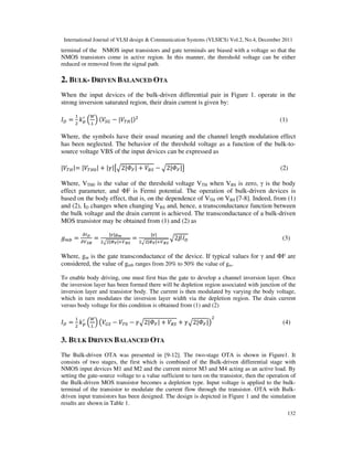LOW POWER LOW VOLTAGE BULK DRIVEN BALANCED OTA | PDF