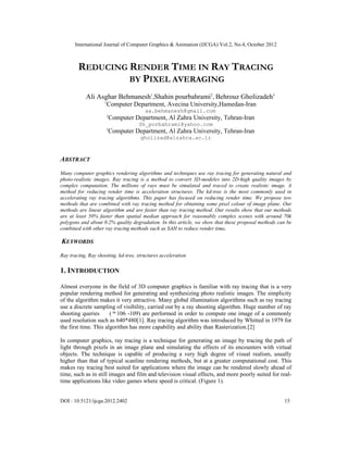 REDUCING RENDER TIME IN RAY TRACING BY PIXEL AVERAGING | PDF image.