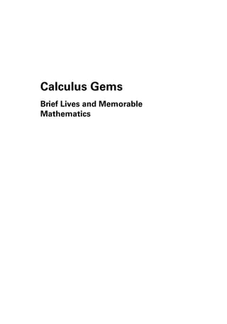 Calculus Gems Brief Lives And Memorable Mathematics George F Simmons | PDF