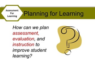 Student Learning Evaluation Assessment and evaluation for improved student learning | PPT