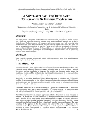A Novel Approach for Rule Based Translation of English to Marathi | PDF