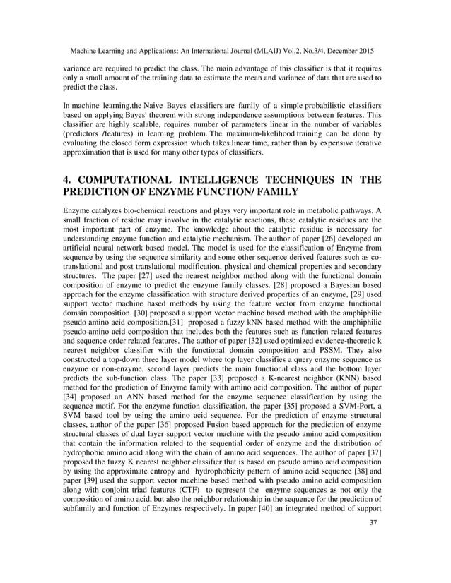 Classification of Enzymes Using Machine Learning Based Approaches: A ...
