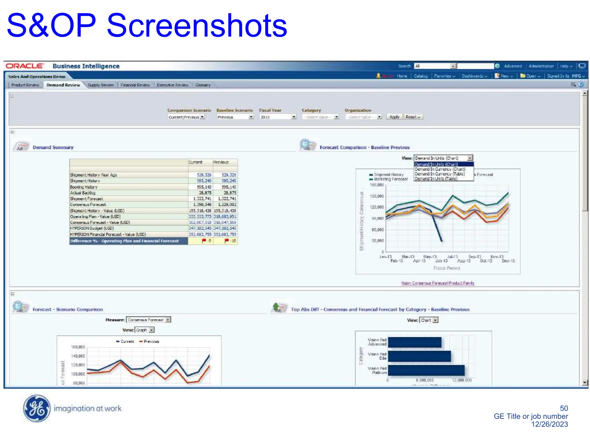 50
GE Title or job number
12/26/2023
S&OP Screenshots
 
