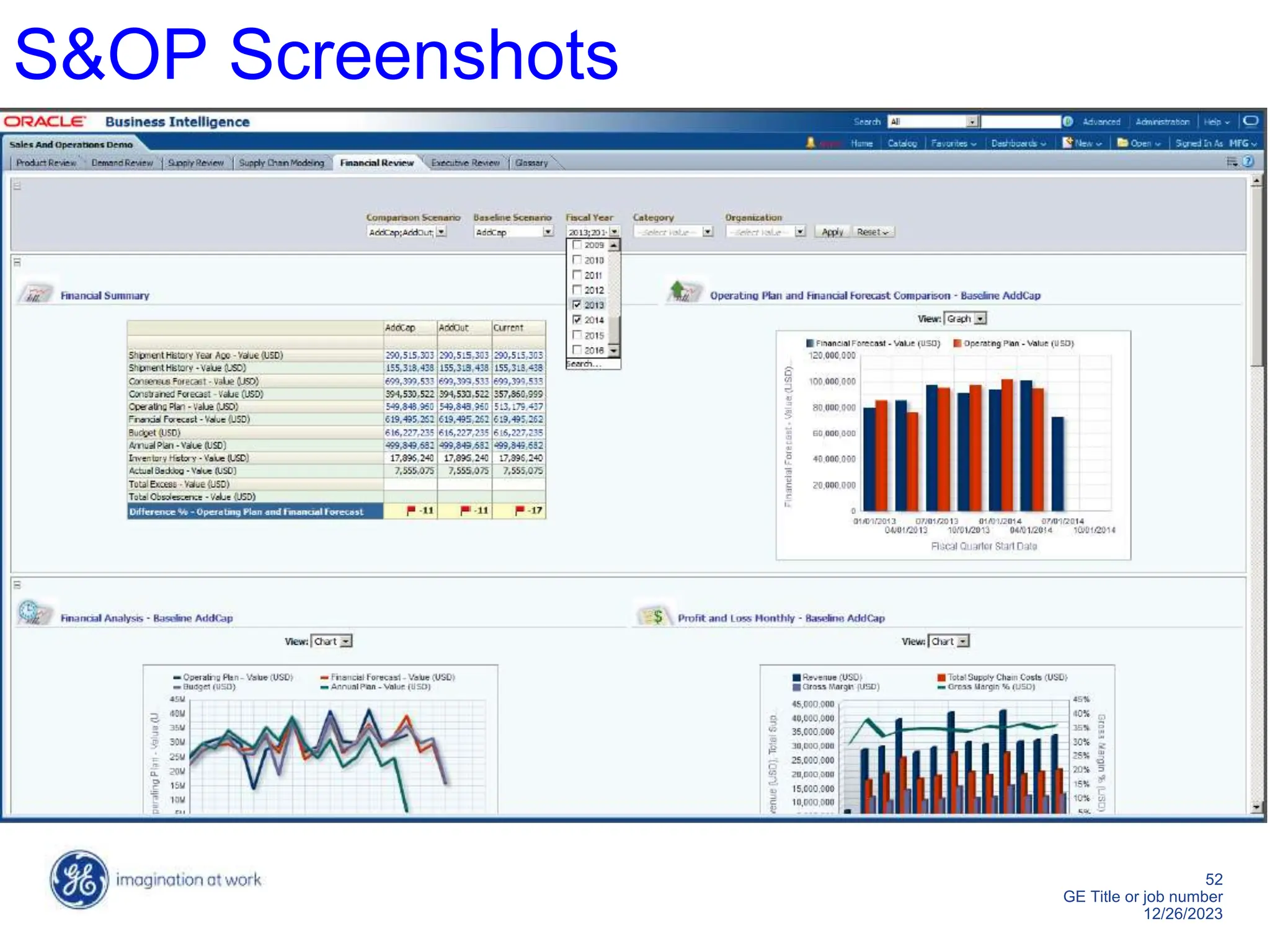 52
GE Title or job number
12/26/2023
S&OP Screenshots
 