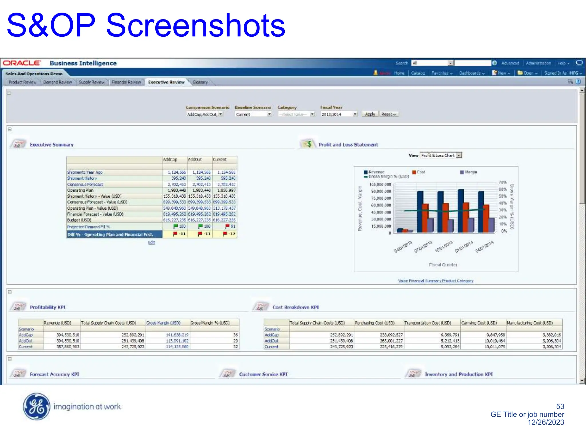 53
GE Title or job number
12/26/2023
S&OP Screenshots
 