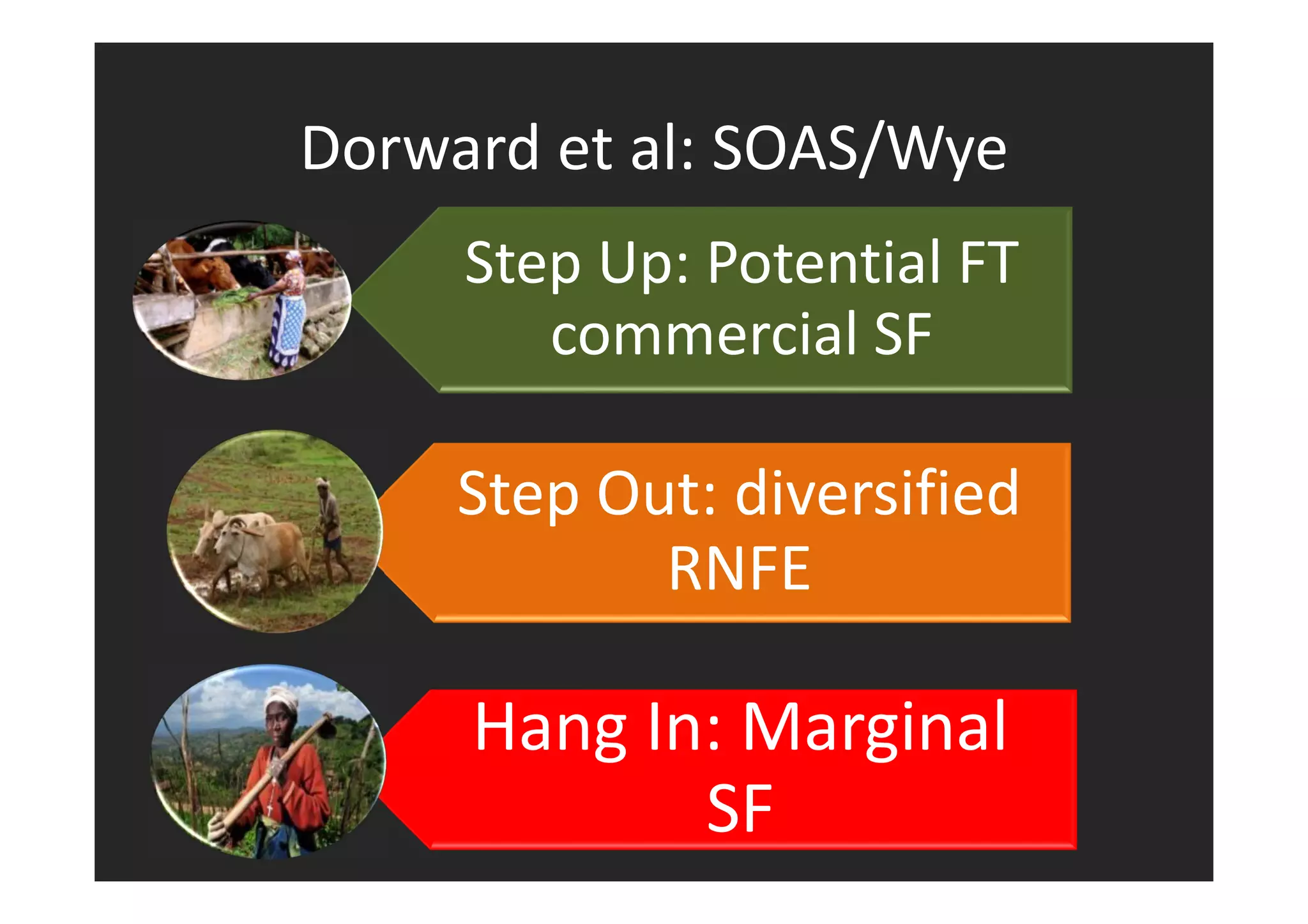 Dorward et al: SOAS/Wye 
Step Up: Potential FT 
commercial SF 
Step Out: diversified 
RNFE 
Hang In: Marginal 
SF 
 
