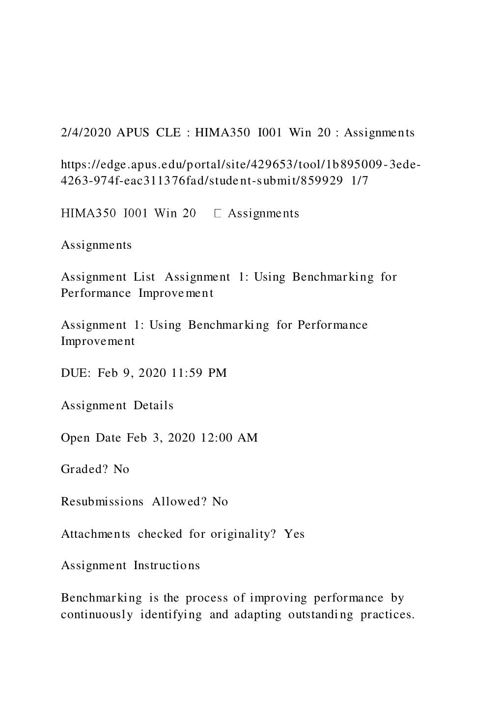 242020 APUS CLE HIMA350 I001 Win 20 Assignmentshttps | DOCX