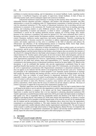 Analysis of teacher organization commitment in Tangerang Regency public ...