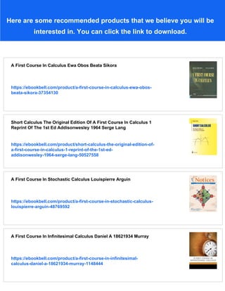 A First Course In Calculus 5th Edition Serge Lang | PDF