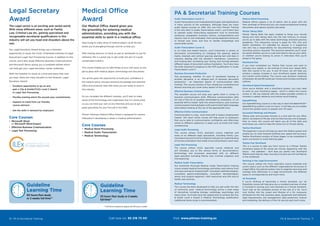 ** Full-time is based on approx 20-30 hours a week
Our Medical Office Award gives you
the grounding for entering medical
administration, providing you with the
essential skills to work in a medical office.
Stop trying to make sense of medical jargon via all the text
books you’re ploughing through, and let us help you.
With training advisors on hand, as well as workbooks to use for
reference, this is a great way to get under the skin of a quite
complicated industry.
This course enables you to take things at your own pace, as you
get to grips with medical jargon, terminology and documents.
You will be given the opportunity to build your confidence in
the medical arena, and gain technical knowledge and essential
office and computer skills that show you are ready to work in
this industry.
As you complete the different modules, you’ll start to make
sense of the terminology and understand how it’s constructed,
so you can hold your own at any interview and you’ve got a
great grounding for your first job in this field.
Pitman Training’s Medical Office Award is designed for anyone
interested in developing a career in medical administration.
Core Courses
•	 Medical Word Processing
•	 Medical Audio Transcription
•	 Medical Terminology
Medical Office
Award
Guideline
Learning Time
53 hours flexi study or 2 weeks
full-time**
PA & Secretarial Training Courses
Audio Transcription (Level 1)
Audio Transcription is an invaluable skill to gain, with applications
in many sectors of the workplace. Although there are many
audio typing courses on offer, this one from Pitman Training
is the very best. In Audio Transcription Level 1, you’ll learn how
to operate audio transcribing equipment; how to transcribe
sentences, paragraphs, business memos, correspondence and
reports; how to use invaluable, time-saving keyboard shortcuts
to format your work; and how to handle misspellings and
sound-alike words.
Audio Transcription (Level 2)
In six tried and tested lessons, you’ll transcribe a variety of
documents concentrating on changing line spacing; special
marks, brackets and vertical spacing; placing text and data in
columns; dealing with the dictator’s hesitations, corrections
and missing text; increasing your timing; and moving between
different types of document without hesitation. You’ll also have
the skills required to progress to the OCR qualification in Audio
Transcription Level 2.
Business Document Production
Text processing, whether it’s part of secretarial training or
another discipline, is an integral part of business document
production - an important aspect of communication skills
training. This course consists of four simple but comprehensive
lessons ensuring you cover every aspect of the speciality.
Effective Business Communication
This excellent course will raise your game when it comes to
business communication skills. Effective communication skills
are top of the list of qualities demanded by employers, it’s an
essential skill to master. Split into several lessons, your business
communication training begins with examining English language
skills before looking at the use of the appropriate tone.
Effective Online Communication
Communication is a key, must-have skill in today’s employment
market. This short online course will help prove to employers
that you’re able to communication confidently and effectively
online to different audiences in areas such as email and video
conferencing.
Legal Audio Processing
This course utilises CILEx specialist course materials and
looks at six different legal specialisms, including Family Law,
Conveyancing and Criminal Litigation and gain an understanding
of the documentation that needs to be transcribed in each area.
Legal Text Processing
The course utilises CILEx specialist course materials and
will introduce you to the various forms of documentation,
terminology and processes associated with six different
legal specialist including Family Law, Criminal Litigation and
Conveyancing.
Medical Audio Transcription
Our extremely thorough Medical Audio Transcription training
covers simple medical terminology and letters and memos from
clinicians and senior hospital staff- consultant ophthalmologists,
consultant gastro-enterologists, consultant dermatologists,
senior and surgical registrars, chief executives and GPs and to
health care services.
Medical Terminology
This course has been developed to help you get under the skin
of commonly used medical terminology across a wide range
of disciplines including biology, cardiology, psychology and
many more. You’ll also have the opportunity to achieve the City
& Guilds Level 2 Award in Medical Terminology qualification
(additional home study is recommended).	
Medical Word Processing
Medical offices require a lot of admin. Get to grips with the
finer workings of Word and you can create professional looking
documents and reports quickly and easily.	
Minute Taking Skills
Minute Taking Skills has been created to bring your minute
taking and note taking skills into the 21st Century, to ensure
you’re up to date with the latest technology and best practice
guidelines. This interactive course is great for PAs, EAs and
Admin Assistants. It’s intended for anyone in a supportive
role who has a responsibility for documenting meetings and
recording actions required. The practical elements you’ll cover
are great whether you’re in a job and need to top up your skills,
or whether you’re looking to prove in interviews that you’re
ahead of the game.
Shorthand Fast
If you have completed our Teeline Fast course and want to
increase your speed, or are looking to hone your speed skills,
then this course is for you. In just 10 hours, we will help you
achieve a steady increase in your shorthand speed, dexterity
and mental word-holding. The course uses dictation materials
of between 40 and 80 words per minute and includes shorthand
outlines.
Shorthand Speed Development
Once you’re familiar with a shorthand system, you may need
to work on your shorthand speed - which is where this course
comes in. We use material with the widest possible content to
increase in speed, dexterity and mental word-holding.
SpeedWriting
Our SpeedWriting course is a new way to learn the BakerWrite™
SpeedWriting system in just six hours. It will help you accurately
record the spoken word, to speeds over 40 wpm.
Successful Meetings and Minutes
Taking clear and accurate minutes is a core task for any office
admin, secretarial or PA job, and one that worries a lot of people.
Fear no more, this course will teach you all of the skills and
techniques you need to take the stress out of minute taking.
Teeline Shorthand
This beginner’s course will help you learn the Teeline system and
enable you to work towards building your speed and accuracy.
Teeline Shorthand consists of three stages, to be completed in
quick succession to avoid learning gaps.
Teeline Fast Shorthand
This is a course to take you from novice to a Pitman Teeline
shorthand speed of 40 words per minute. Beginning with the
basics - the alphabet - we’ll lead you gently into shorthand
Teeline style step-by-step, moving on to give you full confidence
in the workplace.
Working in the Legal Environment
This course utilises the CILEx specialist course materials and
covers topics such as the different organisational structures of
a legal office, the judicial system, how to organise resources and
manage time effectively in a legal environment, the different
types of correspondence and much more.
VA Essentials
If you’re thinking of becoming a Virtual Assistant, our VA
Essentials course will help give you a rounded overview of what
is involved in running your own business as a Virtual Assistant.
You’ll look at the complete picture of the role of a VA. You’ll
look further into the career and lifestyle of a VA, necessary
attributes for the role, business plans, equipment and software,
legal requirements, risk management, data protection, finance
and marketing, the delivery of the VA service and much more.
PA & Secretarial Training 1110 PA & Secretarial Training
Guideline
Learning Time
60 hours flexi study
or 2 weeks full-time**
Legal Secretary
Award
The Legal sector is an exciting and varied world.
With many different areas, such as Family
Law, Criminal Law etc, gaining specialised and
recognisable secretarial qualifications in this
industry will set you head and shoulders above the
rest.
Our Legal Secretary Award brings you a fantastic
opportunity to study the CILEx (Chartered Institute of Legal
Executives) Legal Text Processing Course. In addition to this
course, you’ll also study Effective Business Communication
and Microsoft Word, giving you a complete skillset which
can help get your Legal Secretary career underway.
With the freedom to study at a time and place that suits
you best, there are many benefits to this fantastic Legal
Secretary Award:
-	 Excellent opportunity to go on and
gain a City & Guilds/CILEx Level 2 Award
in Legal Text Processing
-	 Flexible training which fits around your commitments
-	 Support on hand from our friendly
course advisors
-	 Get the skills in demand by employers
Core Courses
•	 Microsoft Word
or Microsoft Word Expert
•	 Effective Business Communication
•	 Legal Text Processing
Call now on: 93 218 73 00 Visit: www.pitman-training.es
 