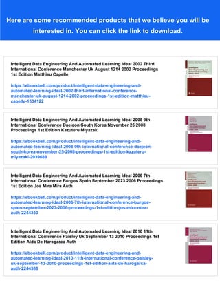 Intelligent Data Engineering And Automated Learning Ideal 2022 Hujun ...