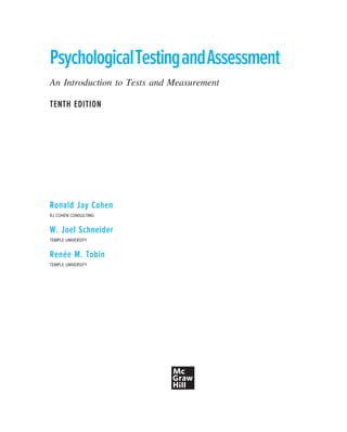 Psychological Testing And Assessment 10th Edition Ronald Jay Cohen | PDF
