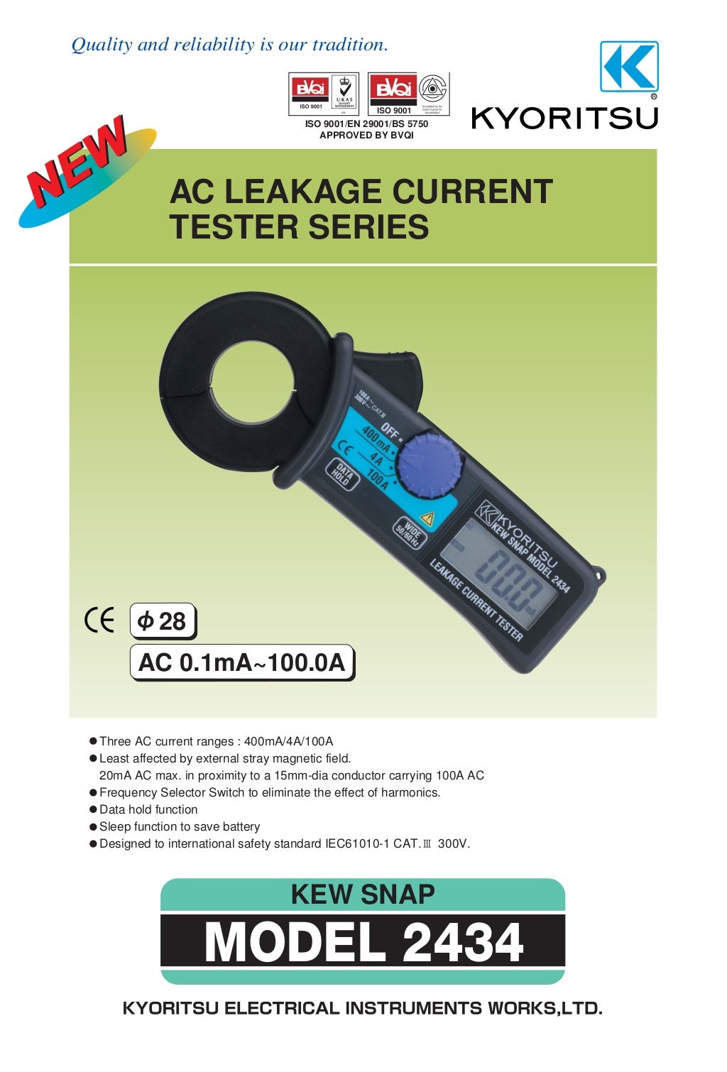 Digital AC Leakage Clamp Meters KEW 2434