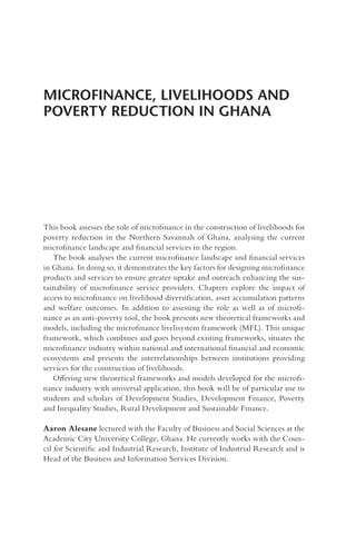Microf Financing Microfinance Livelihoods And Poverty Reduction In Ghana Aaron Alesane | PDF