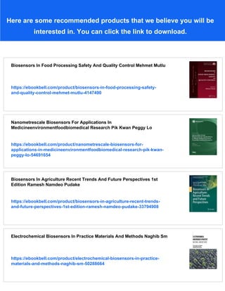 Biosensors In Food Safety And Quality Poonam Mishra Partha Pratim Sahu ...