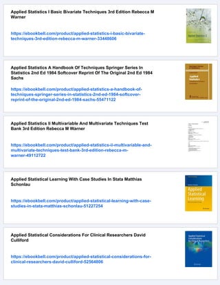 Applied Statistical Techniques Ekwal Imam | PDF