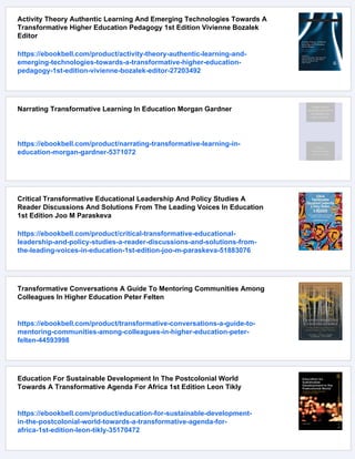 Transformative Education A Showcase Of Sustainable And Integrative ...