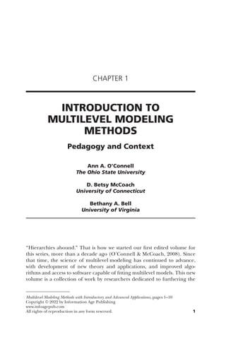 Multilevel Modeling Methods With Introductory And Advanced Applications ...