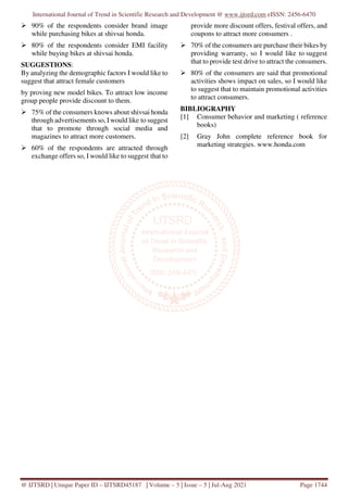 A Study on Consumer Buying Behaviour on Honda Two Wheelers | PDF