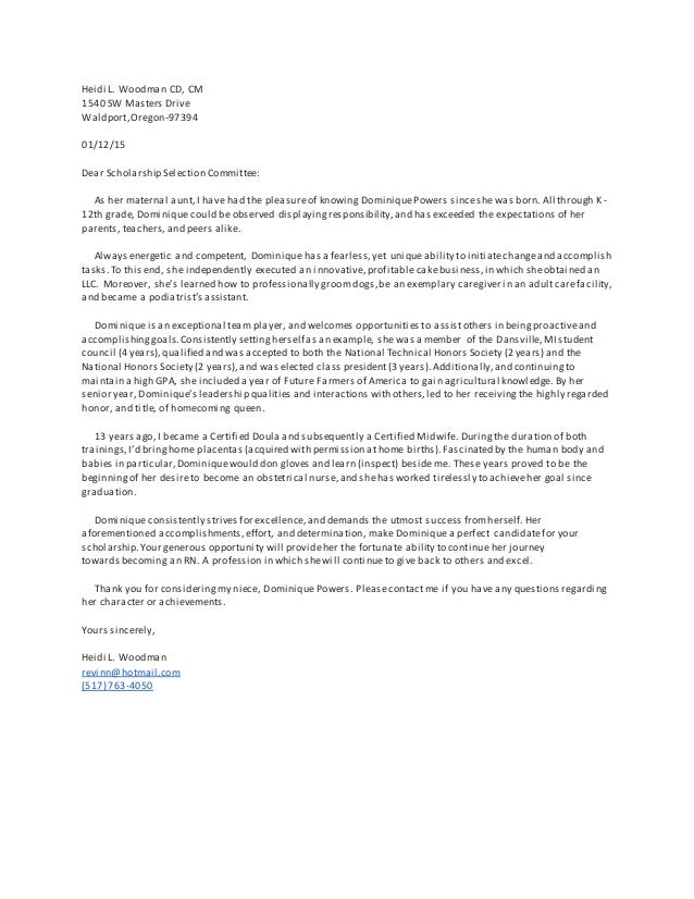 letter of recommendation from aunt heidi unique letter of recommendation
