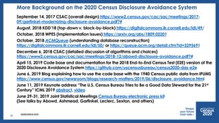 2020CENSUS.GOV
More Background on the 2020 Census Disclosure Avoidance System
September 14, 2017 CSAC (overall design) htt...