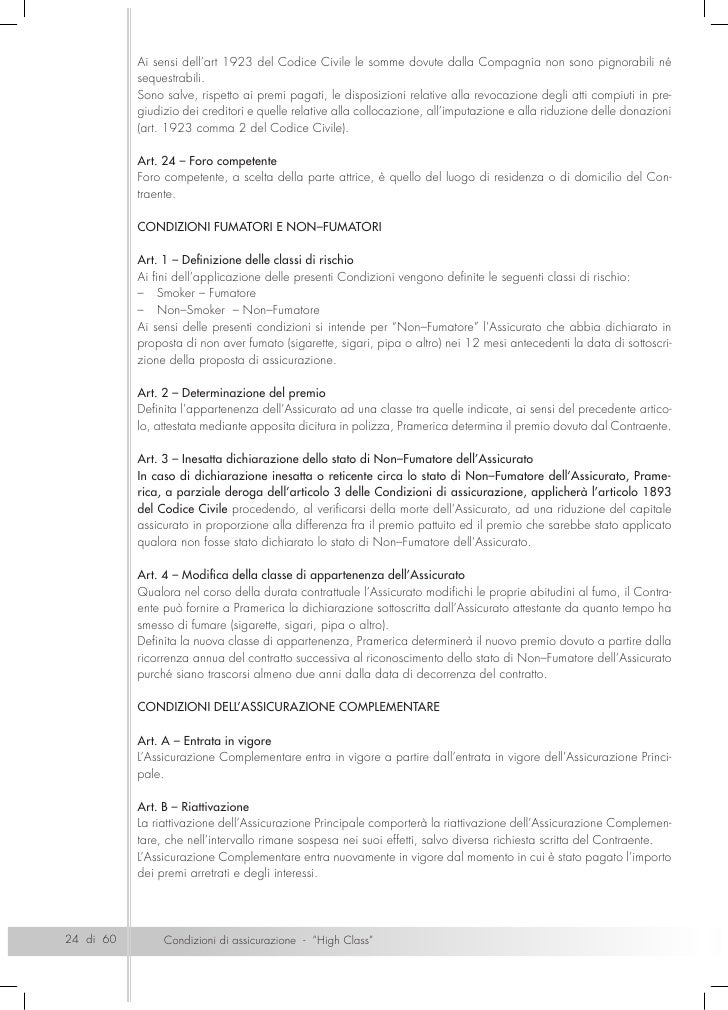 Fascicolo informativo di high class di pramerica life spa per aec und… Stato di polizza