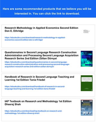 Second Language Research Methodology and Design 1st Edition Alison ...