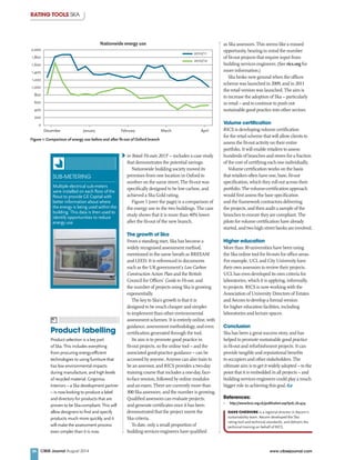 CIBSE Journal August 2014 www.cibsejournal.com26
RATING TOOLS SKA
DAVE CHESHIRE is a regional director in Aecom’s
sustainability team. Aecom developed the Ska
rating tool and technical standards, and delivers the
technical training on behalf of RICS.
Nationwide energy use
Figure 1: Comparison of energy use before and after ﬁt-out of Oxford branch
2010/11
2010/12
2,000
1,800
1,600
1,400
1,200
1,000
800
600
400
200
0
December AprilJanuary February March
as Ska assessors. This seems like a missed
opportunity, bearing in mind the number
of ﬁt-out projects that require input from
building services engineers. (See rics.org for
more information.)
Ska broke new ground when the ofﬁces
scheme was launched in 2009, and in 2011
the retail version was launched. The aim is
to increase the adoption of Ska – particularly
in retail – and to continue to push out
sustainable good practice into other sectors.
Volume certification
RICS is developing volume certiﬁcation
for the retail scheme that will allow clients to
assess the ﬁt-out activity on their entire
portfolio. It will enable retailers to assess
hundreds of branches and stores for a fraction
of the cost of certifying each one individually.
Volume certiﬁcation works on the basis
that retailers often have one, base, ﬁt-out
speciﬁcation, which they roll out across their
portfolio. The volume-certiﬁcation approach
would ﬁrst assess the base speciﬁcation
and the framework contractors delivering
the projects, and then audit a sample of the
branches to ensure they are compliant. The
pilots for volume certiﬁcation have already
started, and two high street banks are involved.
Higher education
More than 30universities have been using
the Ska online tool for ﬁt-outs for ofﬁce areas.
For example, UCL and City University have
their own assessors to review their projects.
UCL has even developed its own criteria for
laboratories, which it is applying, informally,
to projects. RICS is now working with the
Association of University Directors of Estates
and Aecom to develop a formal version
for higher education facilities, including
laboratories and lecture spaces.
Conclusion
Ska has been a great success story, and has
helped to promote sustainable good practice
in ﬁt-out and refurbishment projects. It can
provide tangible and reputational beneﬁts
to occupiers and other stakeholders. The
ultimate aim is to get it widely adopted – to the
point that it is embedded in all projects – and
building services engineers could play a much
bigger role in achieving this goal. CJ
References:
1 http://www.bcsc.org.uk/publication.asp?pub_id=474
in Retail Fit-outs 20131
– includes a case study
that demonstrates the potential savings.
Nationwide building society moved its
premises from one location in Oxford to
another on the same street. The ﬁt-out was
speciﬁcally designed to be low carbon, and
achieved a Ska Gold rating.
Figure 1 (over the page) is a comparison of
the energy use in the two buildings. The case
study shows that it is more than 40% lower
after the ﬁt-out of the new branch.
The growth of Ska
From a standing start, Ska has become a
widely recognised assessment method,
mentioned in the same breath as BREEAM
and LEED. It is referenced in documents
such as the UK government’s Low Carbon
Construction Action Plan and the British
Council for Ofﬁces’ Guide to Fit-out, and
the number of projects using Ska is growing
exponentially.
The key to Ska’s growth is that it is
designed to be much cheaper and simpler
to implement than other environmental
assessment schemes. It is entirely online, with
guidance, assessment methodology, and even
certiﬁcation generated through the tool.
Its aim is to promote good practice in
ﬁt-out projects, so the online tool – and the
associated good-practice guidance – can be
accessed by anyone. Anyone can also train to
be an assessor, and RICS provides a two-day
training course that includes a one-day, face-
to-face session, followed by online modules
and an exam. There are currently more than
300Ska assessors, and the number is growing.
Qualiﬁed assessors can evaluate projects,
and generate certiﬁcates once it has been
demonstrated that the project meets the
Ska criteria.
To date, only a small proportion of
building services engineers have qualiﬁed
Product selection is a key part
of Ska. This includes everything
from procuring energy-efﬁcient
technologies to using furniture that
has low environmental impacts
during manufacture, and high levels
of recycled material. Grigoriou
Interiors – a Ska development partner
– is now looking to produce a label
and directory for products that are
proven to be Ska-compliant. This will
allow designers to ﬁnd and specify
products much more quickly, and it
will make the assessment process
even simpler than it is now.
Product labelling
SUB-METERING
Multiple electrical sub-meters
were installed on each ﬂoor of the
ﬁtout to provide GE Capital with
better information about where
the energy is being used within the
building. This data is then used to
identify opportunities to reduce
energy use.
 