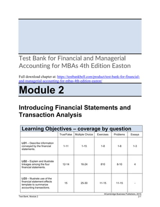 Test Bank for Financial and Managerial Accounting for MBAs 4th Edition ...