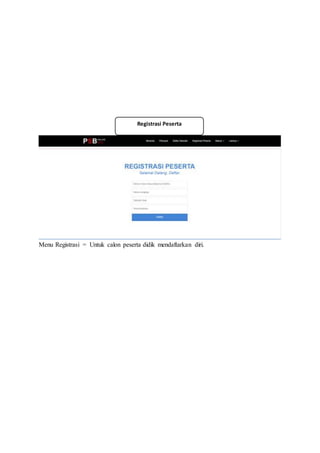 Menu Registrasi = Untuk calon peserta didik mendaftarkan diri.
Registrasi Peserta
 