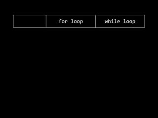 for  loop while  loop
0.12s 0.12s
0.13s 0.13s
0.6s 0.6s
0.04s 0.04s
 